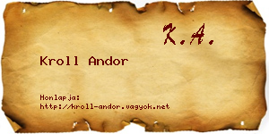 Kroll Andor névjegykártya
